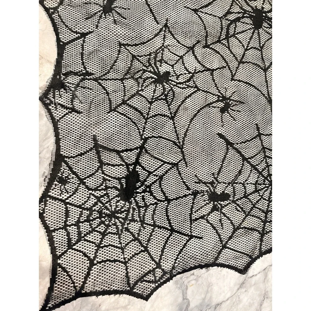 Halloween Black Lace Web Spiders Gothic Tablecloth 60